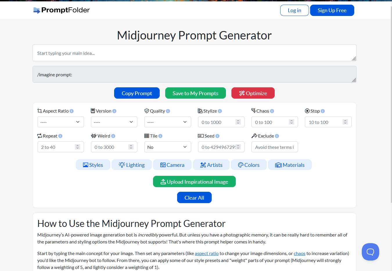 MidJourney Prompt Tool