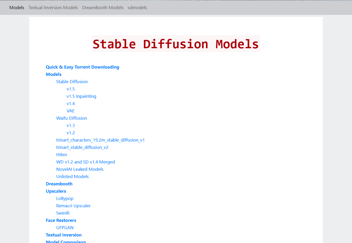 Stable Diffusion Models