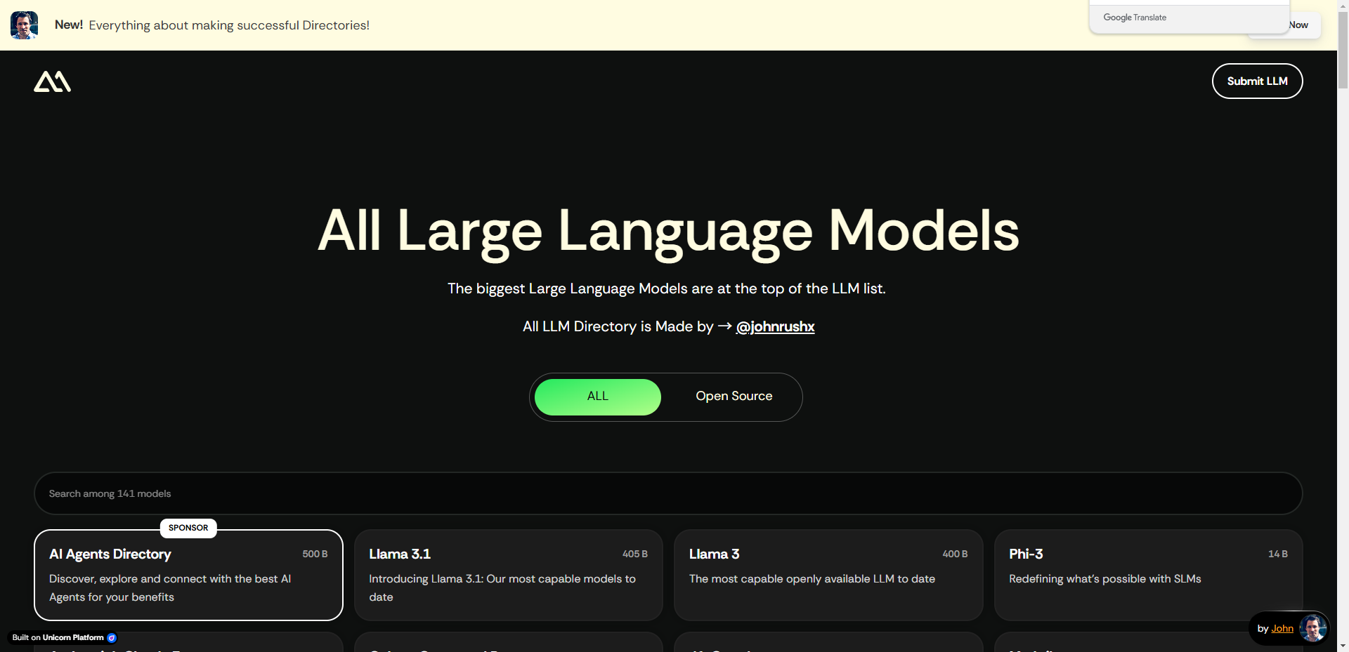 All Large Language Models Directory